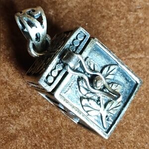 Vintage Estate 925 Sterling Silver Filigree Puffy Heart Pendant Ornate  Love